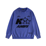 Amiri washed sweatshirt five-pointed star mottled letterprinting washed and distressed