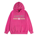 Amiri washed hoodie colorful snake letter horizontal strips washed distressed printing