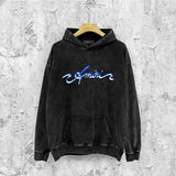 Amiri washed hoodie blue color art word printing washed and distressed