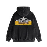 Amiri washed hoodie five-pointed star nameplate distressed printing