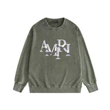Amiri washed sweatshirt metallic luster letter print washed old