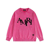 Amiri washed sweatshirt with overlapping letters and foam printing washed and distressed