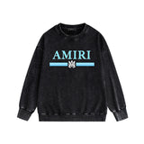 Amiri washed sweatshirt colorful letter horizontal stripsprinting washed and distressed