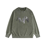 Amiri washed sweatshirt gray gradual change letter print washed old