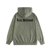 Amiri washed hoodie sanskrit printing distressed printing
