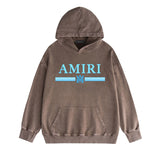 Amiri washed hoodie colorful snake letter horizontal strips washed distressed printing