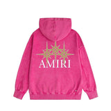 Amiri washed hoodie bone crack star distressed printing