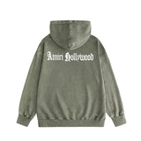 Amiri washed hoodie sanskrit printing distressed printing