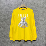 Amiri long sleeve shirts distressed teddy bear printing