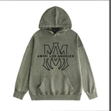 Amiri washed hoodie line simple logo washed distressed printing
