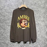 Amiri long sleeve shirts gold lion print