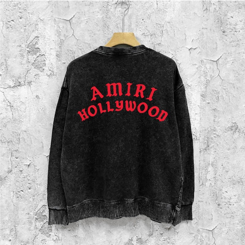 Amiri washed sweatshirt hollywood pure letterprinting washed and distressed