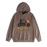 Amiri washed hoodie motorcycle skull washed distressed printing