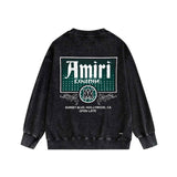 Amiri washed sweatshirt flower diamond nameplate printing washed and distressed