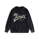 Amiri washed sweatshirt distressed text printing washed and distressed