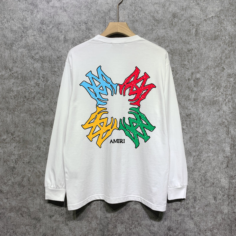 Amiri long sleeve shirts color block simple label set printing