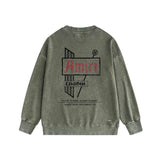 Amiri washed sweatshirt letter sign printing washed and distressed