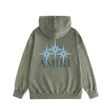 Amiri washed hoodie bone crack star distressed printing