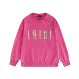 Amiri washed sweatshirt retro totem printing washed and distressed