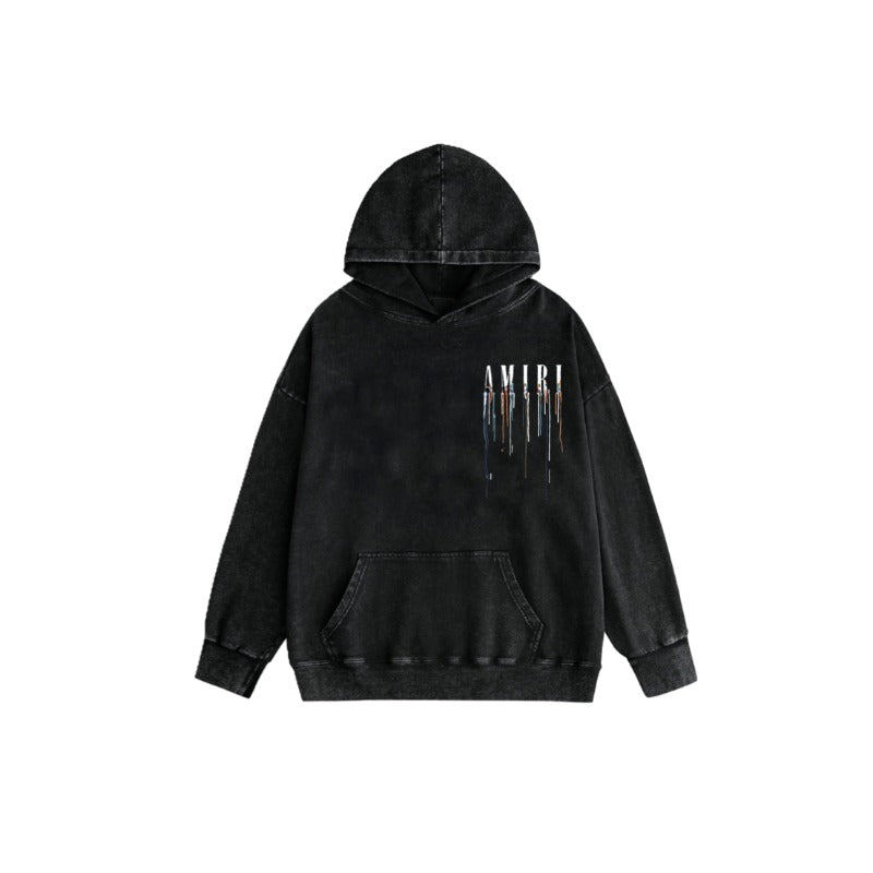 Amiri washed hoodie colorful ink splash paint mother printing