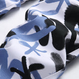 Mens Fashion Jeans Blue paintbrush graffiti 8837#