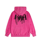Amiri washed hoodie chain letter distressed printing