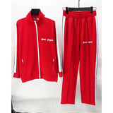 Palm Angels sweatshirt & sweatpants Two-piece set Black and white stripes Striped zip-up cardigan