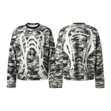 Men long sleeved shirt jw retro street trendy men's camouflage letter design men's waffle grids