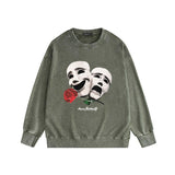 Amiri washed sweatshirt double-sided rose printing washed and distressed