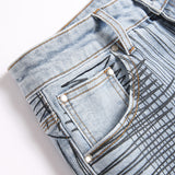 Mens Fashion Jeans Cross-line wide-leg pants 5718#