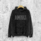Amiri washed hoodie with beveled letter washed distressed printing