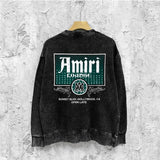 Amiri washed sweatshirt flower diamond nameplate printing washed and distressed