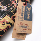 Mens Fashion Jeans Black paintbrush graffiti 8838#
