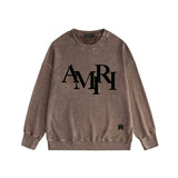 Amiri washed sweatshirt with overlapping letters and foam printing washed and distressed