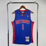 NBA Jerseys MN Fan Edition hot-pressed retro jersey, Pistons 200809 season, blue No. 1, Iverson
