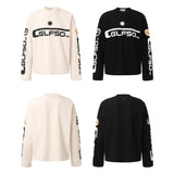 Men long sleeved shirt w retro street trendy men's and women's letter pattern design men's waffle grids