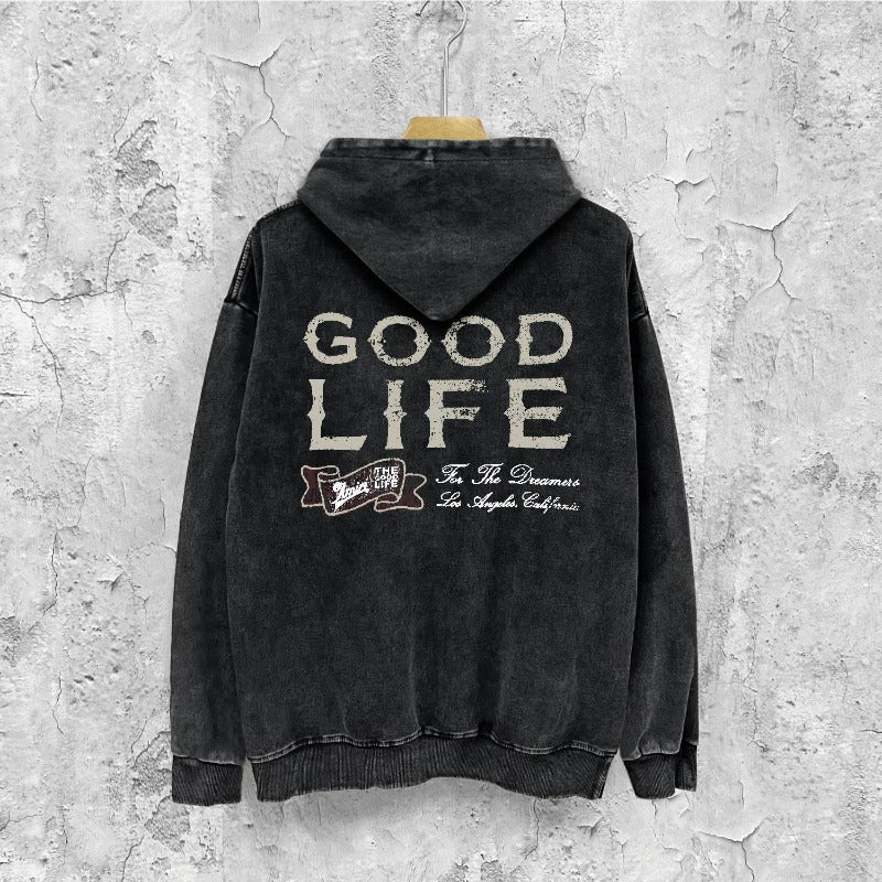 Amiri washed hoodie with distressed text and distressed printing