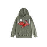 Amiri washed hoodie cashew flower rabbit letterprinting