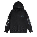 Amiri washed hoodie double-sided rose distressed printing