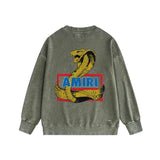 Amiri washed sweatshirt king cobra gold printing washed and distressed