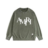 Amiri washed sweatshirt with overlapping letters and foam printing washed and distressed