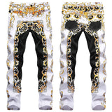Mens Fashion Jeans Flame Print 584#