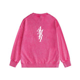 Amiri washed sweatshirt vertical small overlapping letter print washed old