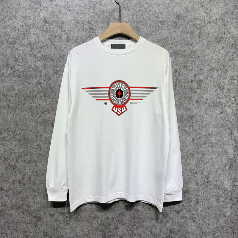 Amiri long sleeve shirts flying eagle wings patch printing