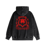 Amiri washed hoodie flower shield distressed printing