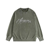 Amiri washed sweatshirt silver ring snake letterprinting washed and distressed