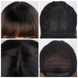 Women's Wigs Heat-Resistant Straight Bangs Wig with 4x4 Scalp