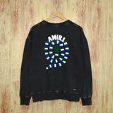 Amiri washed sweatshirt large patchwork colorful snake printing washed and distressed