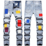 Mens Fashion Jeans Colored patch 8831#