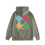 Amiri washed hoodie color block simple label set washed distressed printing